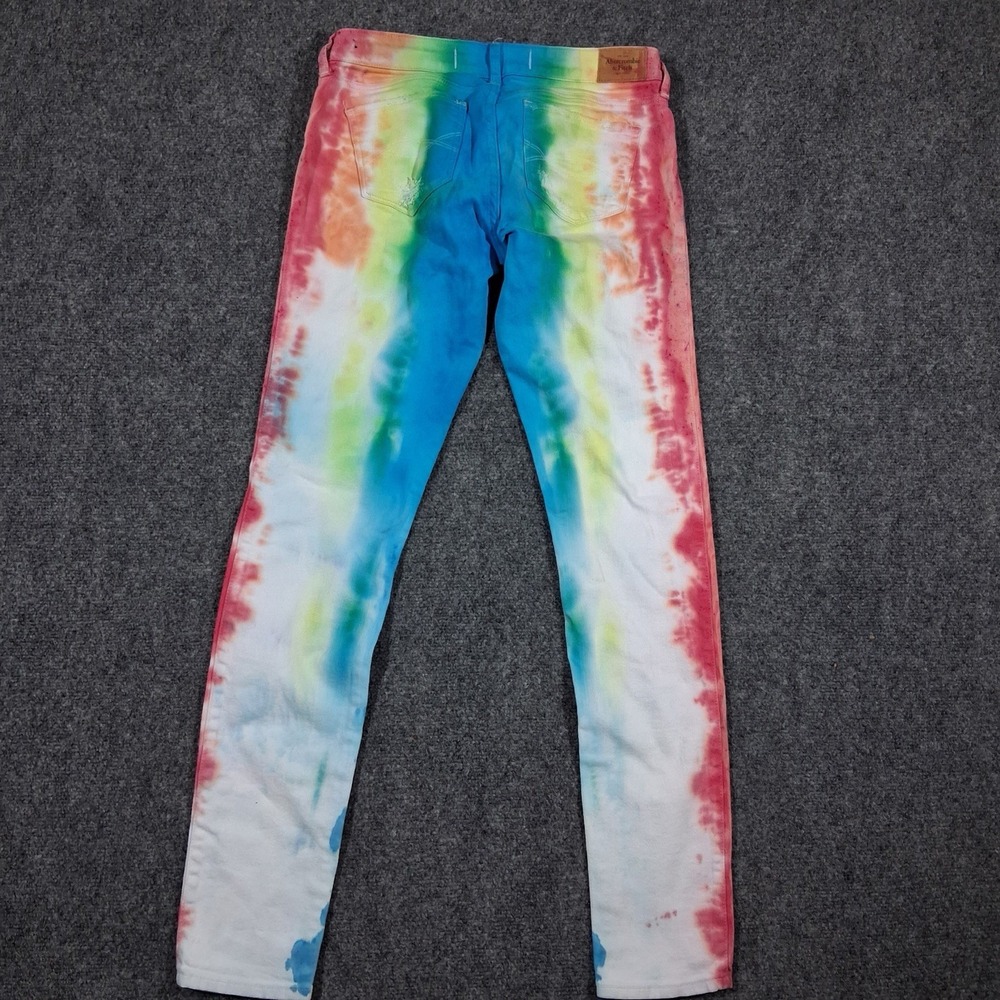 Abercrombie & Fitch Jeans  SZ 6L 28x33 Tie Dye Skinny Stretch Denim Pants Casual - Picture 7 of 9